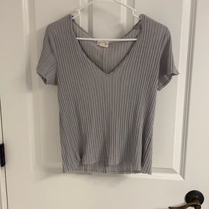 Urban Outfitters Project Social T, Grey Ribbed V-Neck T-shirt, size Small